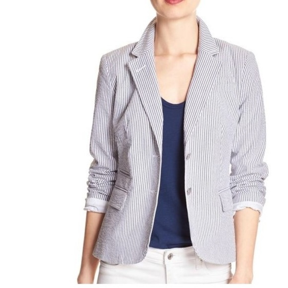 Banana Republic Jackets & Blazers - NEW Banana Republic Gray White Seersucker Blazer